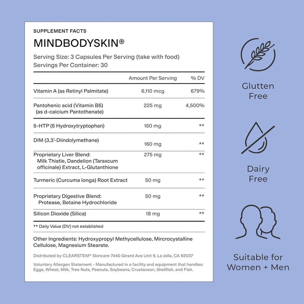MINDBODYSKIN Hormonal Acne Supplement